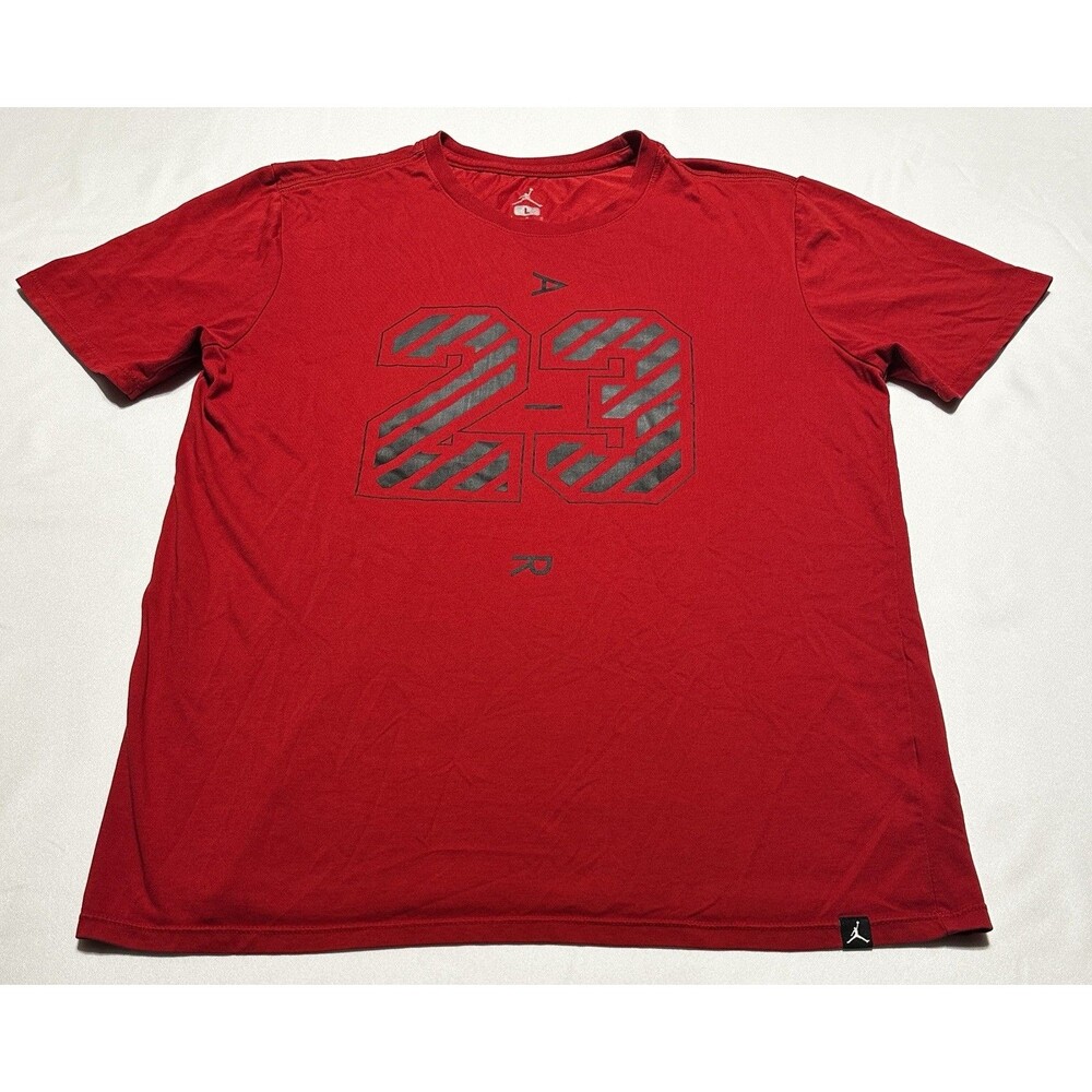 Air Jordan Dri Fit Shirt Mens Size Large Red Jumpman 23 Logo Graphic Print
